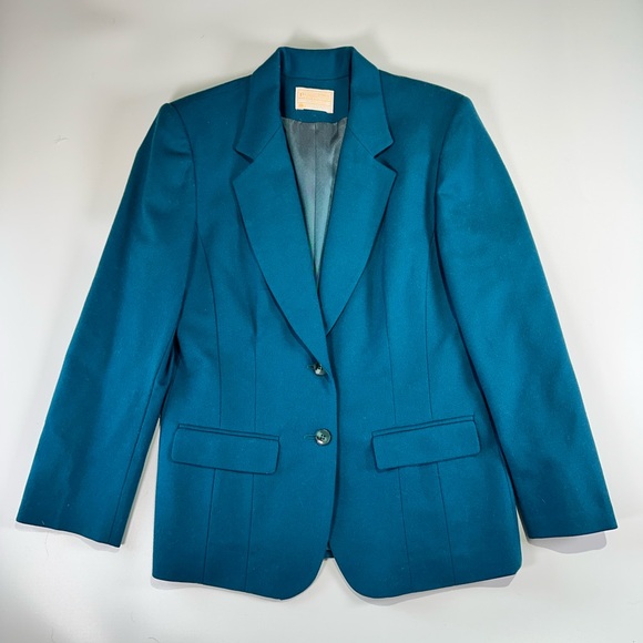 Pendleton vintage workwear wool blazer structured classic fit size 8 teal - Picture 2 of 12